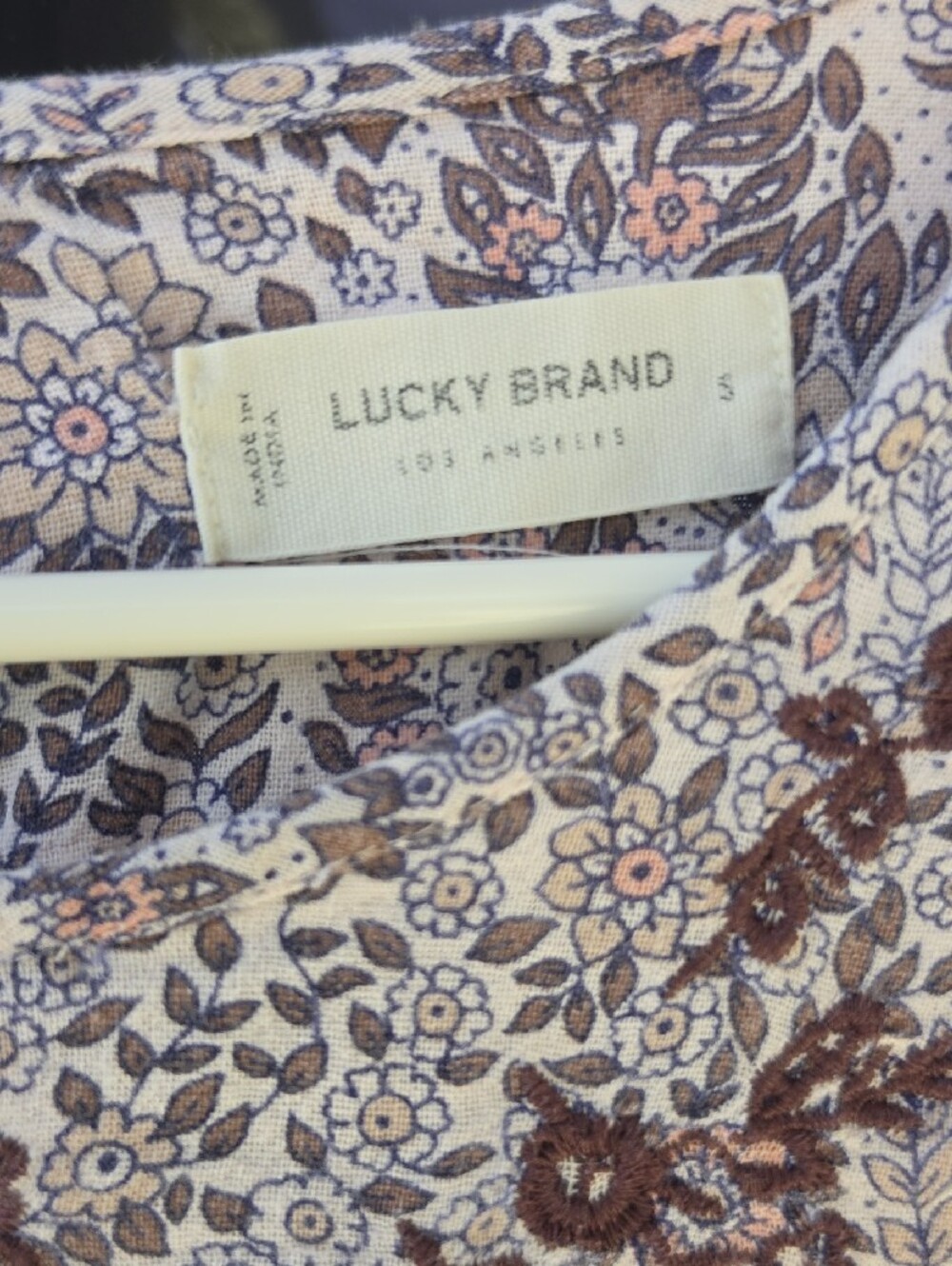 LUCKY BRAND Lavender Paisley Embroidered Peasant Top - Picture 2 of 8